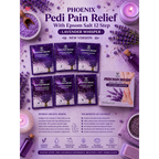 Phoenix Pedi Pain Relief With Epsom Salt 12 Step - 5pcs (Random Mix Scents) - NEW VERSION - Free Massage Candle + Pedi Kit & Liner