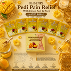 Phoenix Pedi Pain Relief With Epsom Salt 12 Step - 5pcs (Random Mix Scents) - NEW VERSION - Free Massage Candle + Pedi Kit & Liner