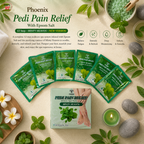 Phoenix Pedi Pain Relief With Epsom Salt 12 Step - 5pcs (Random Mix Scents) - NEW VERSION - Free Massage Candle + Pedi Kit & Liner