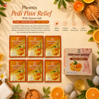 Phoenix Pedi Pain Relief With Epsom Salt 12 Step - 5pcs (Random Mix Scents) - NEW VERSION - Free Massage Candle + Pedi Kit & Liner