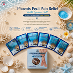 Phoenix Pedi Pain Relief With Epsom Salt 12 Step - 5pcs (Random Mix Scents) - NEW VERSION - Free Massage Candle + Pedi Kit & Liner