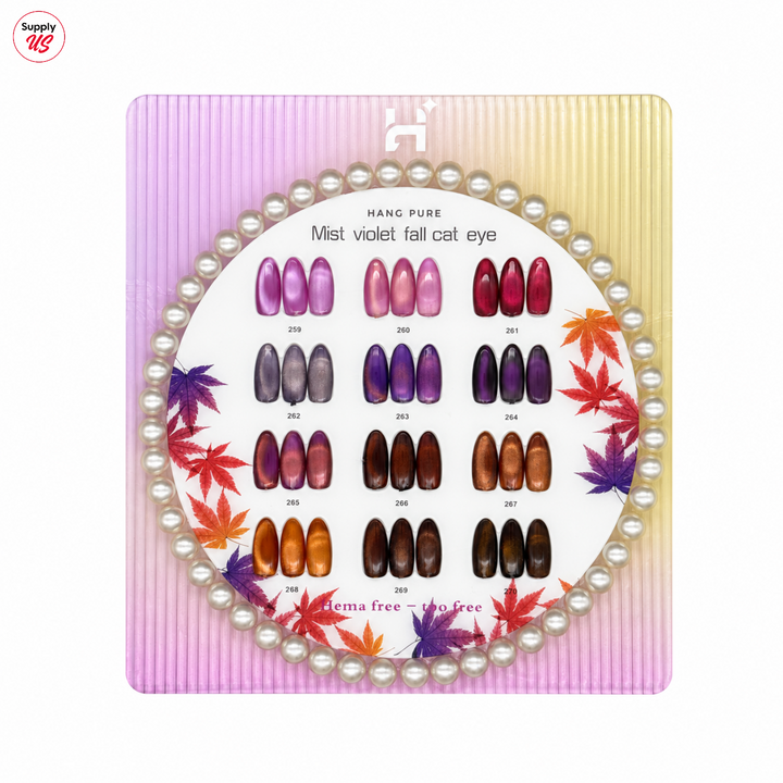 Hang Cateye Mist Violet Fall Collection 12 Colors (259 - 270) - Free 1 Set Water Drop + 2 Magnet (Ring+French)