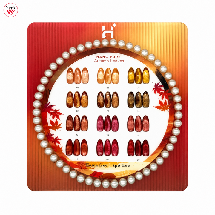 Hang Cateye Autumn Leaves Collection 12 Colors - Free 1 Set Water Drop + 2 Magnet (Ring+French)