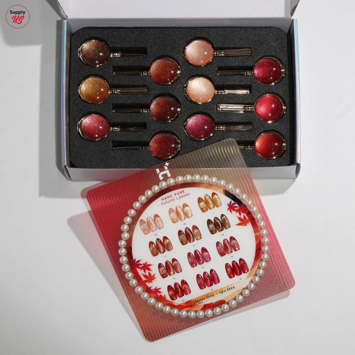 Hang Cateye Autumn Leaves Collection 12 Colors - Free 1 Set Water Drop + 2 Magnet (Ring+French)