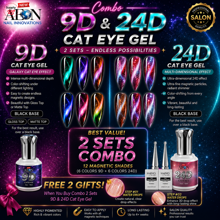 AEON Cat Eye 9D &amp; 24D (12 Colors) Galaxy Effect - FREE 1 SET HANG WATER DROP + RING MAGNET - LIMITED TIME ONLY