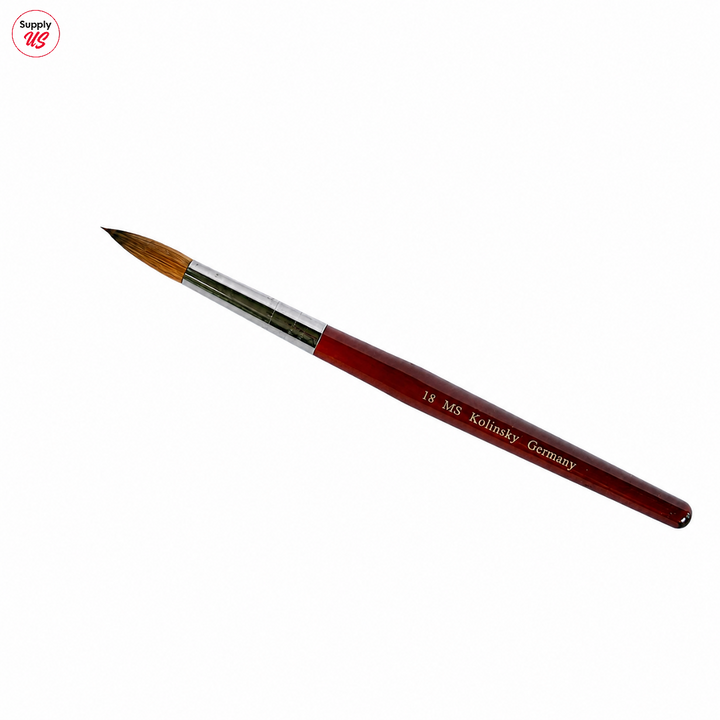 MS Kolinsky Germany Acetone Proof Red Wood Acrylic Brush No.18