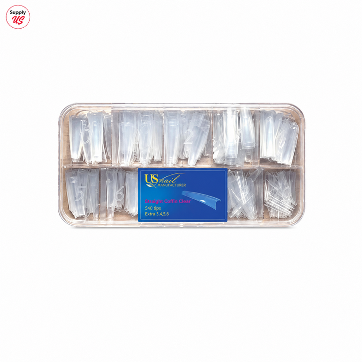 USN - Straight Coffin Clear Nail Tips Refill
