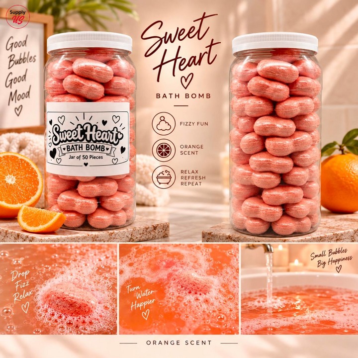 Pedicure Bath Bomb - 50pcs/Jar - Heart