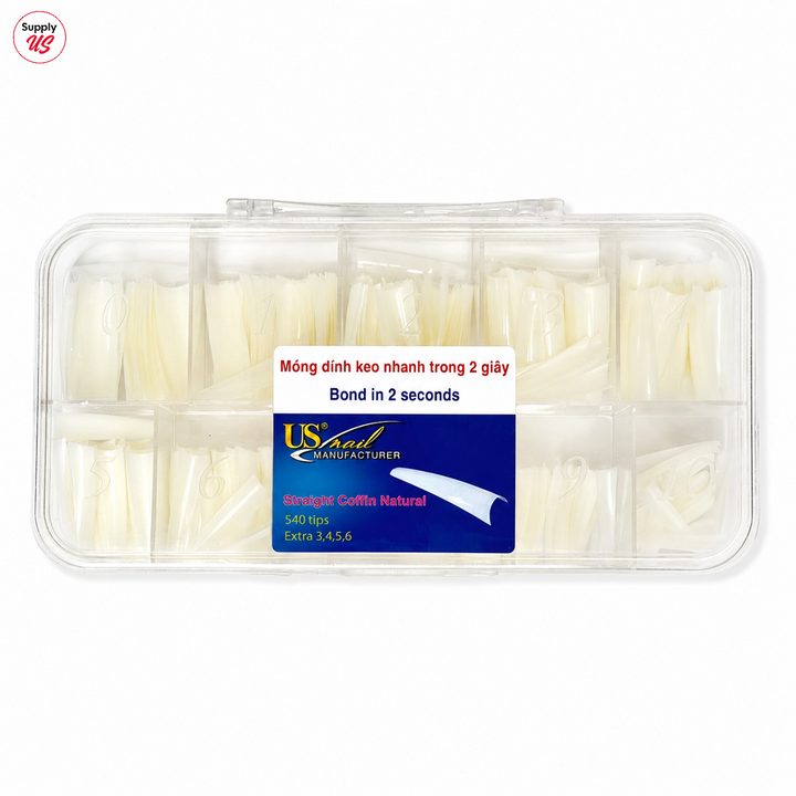 USN - Straight Coffin Natural Nail Tip 540 /Box