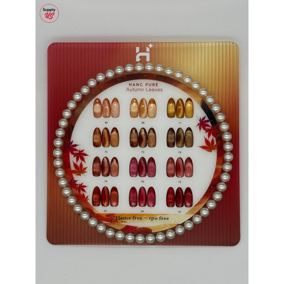 Hang Cateye Autumn Leaves Collection 12 Colors - Free 1 Set Water Drop + 2 Magnet (Ring+French)