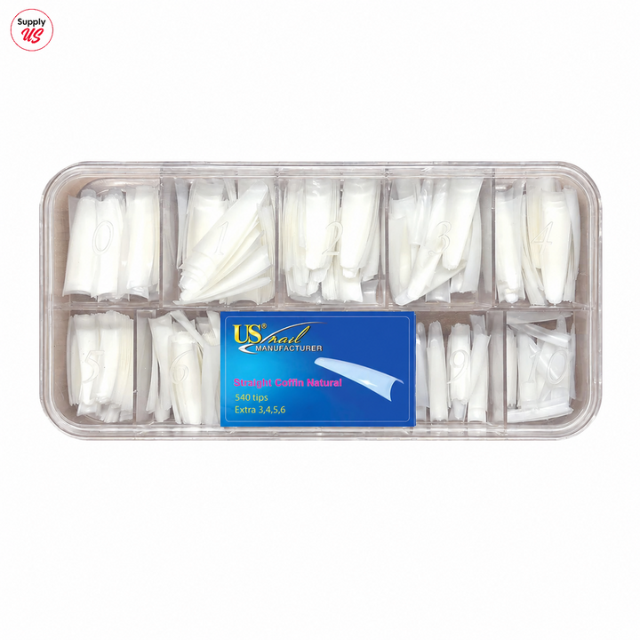 USN - Straight Coffin Natural Nail Tips Refill