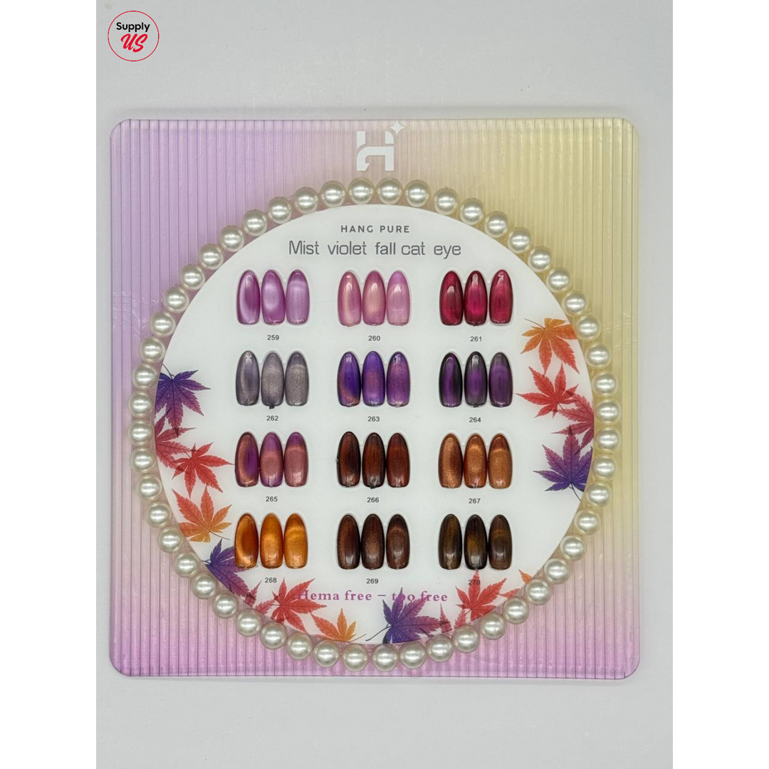 Hang Cateye Mist Violet Fall Collection 12 Colors (259 - 270) - Free 1 Set Water Drop + 2 Magnet (Ring+French)