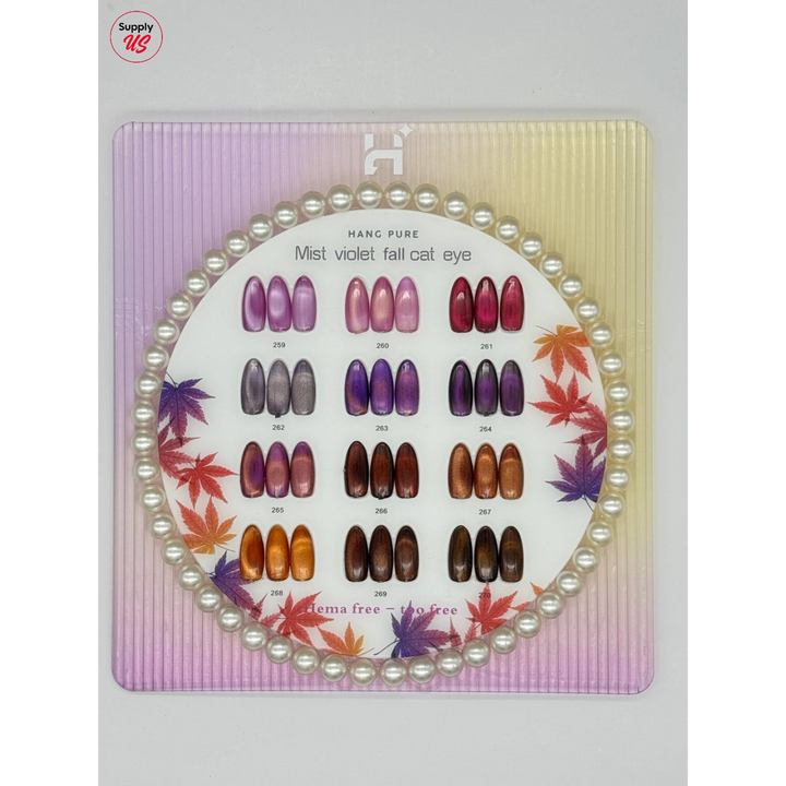 Hang Cateye Mist Violet Fall Collection 12 Colors (259 - 270) - Free 1 Set Water Drop + 2 Magnet (Ring+French)