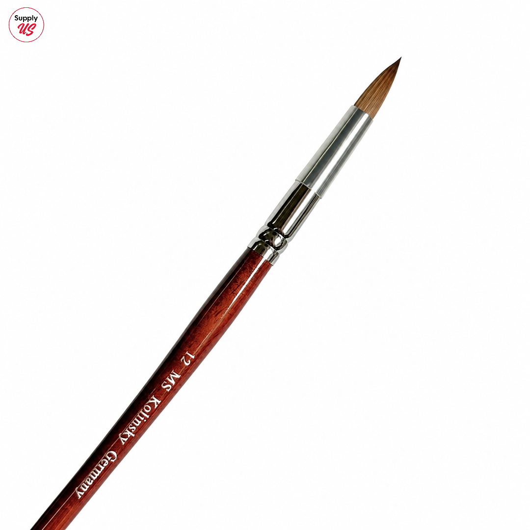 MS Kolinsky Germany Acetone Proof Red Wood Acrylic Brush No.12