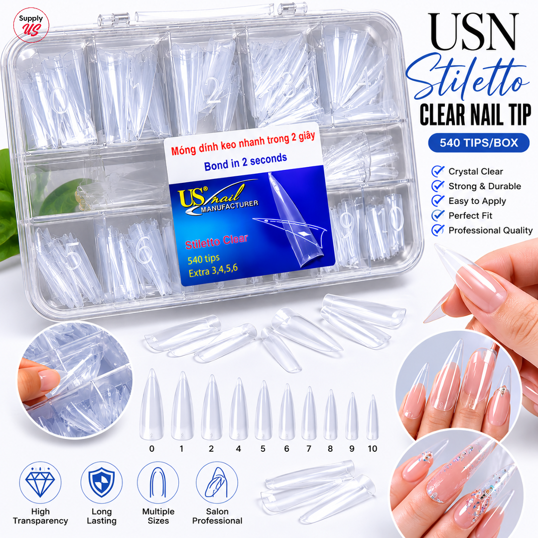 USN - STILETTO CLEAR NAIL TIP 540/BOX