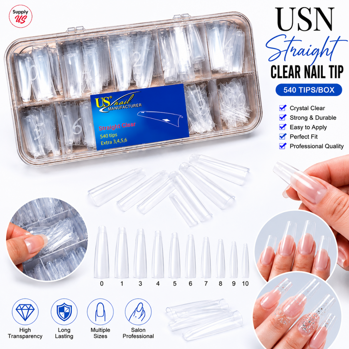 USN - STRAIGHT CLEAR NAIL TIP 540/BOX