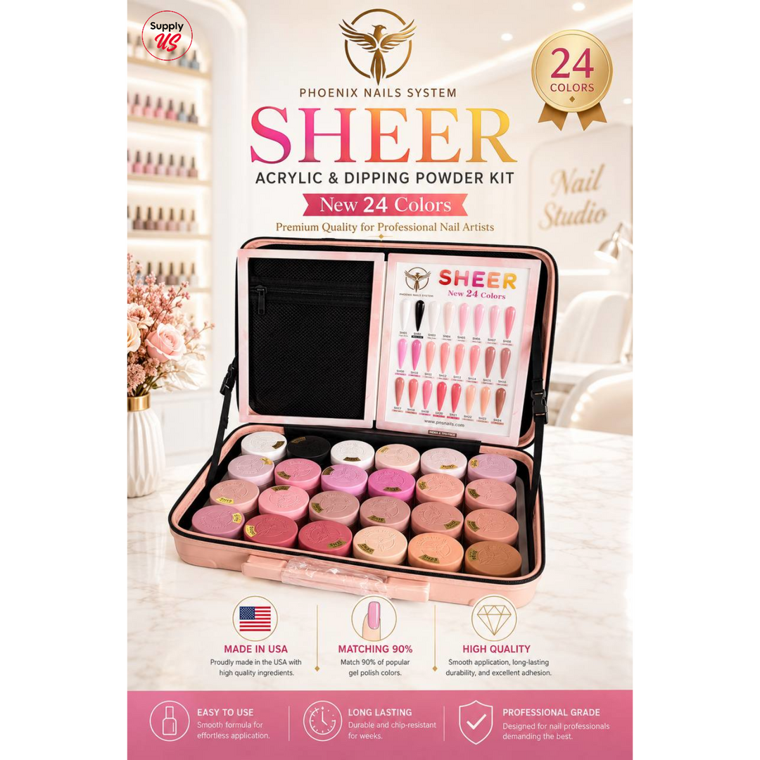 Phoenix SHEER Dip &amp; Acrylic Powder Collection 24 Colors - Free 1 Color Book + Vali - FREE Acrylic Brush PHOENIX  - LIMITED TIME ONLY