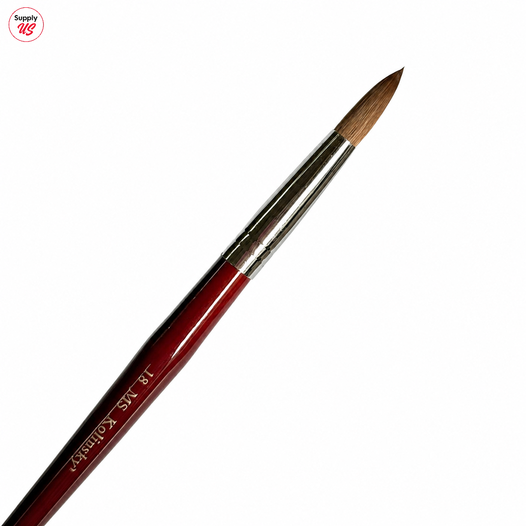 MS Kolinsky Germany Acetone Proof Red Wood Acrylic Brush No.18