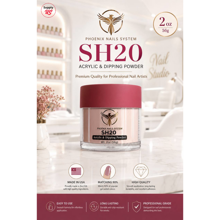 Phoenix SHEER Dip &amp; Acrylic Powder Collection 24 Colors - Free 1 Color Book + Vali - FREE Acrylic Brush PHOENIX  - LIMITED TIME ONLY