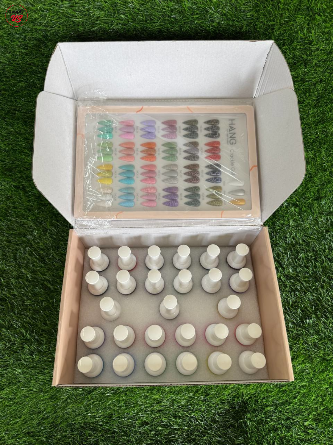 HANG Crackle Gel Collection – 27 Colors | 24 Gel Polish + 3 Base Colors + Display