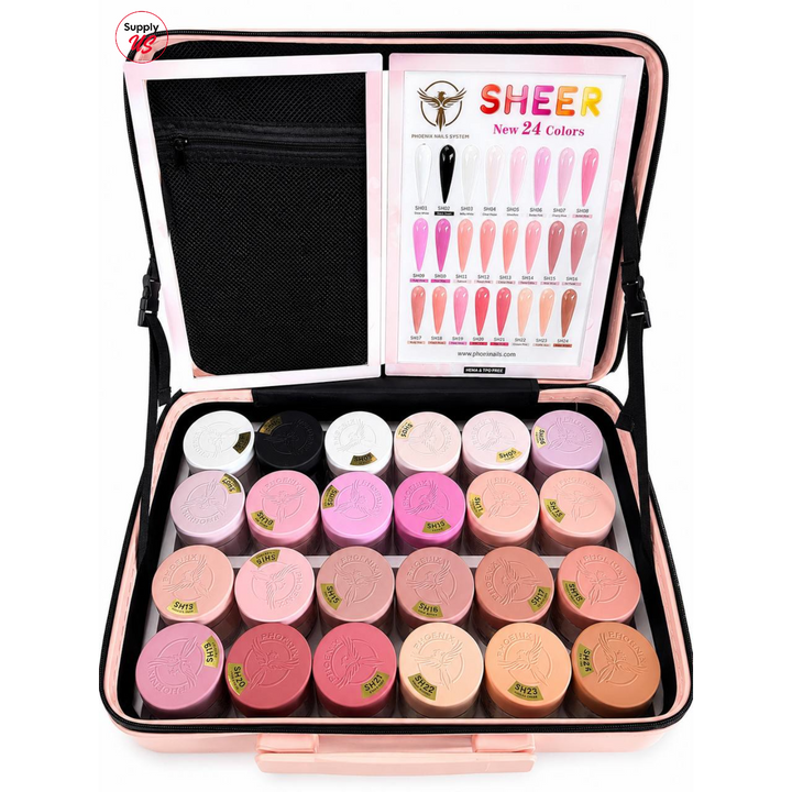Phoenix SHEER Dip &amp; Acrylic Powder Collection 24 Colors - Free 1 Color Book + Vali - FREE Acrylic Brush PHOENIX  - LIMITED TIME ONLY