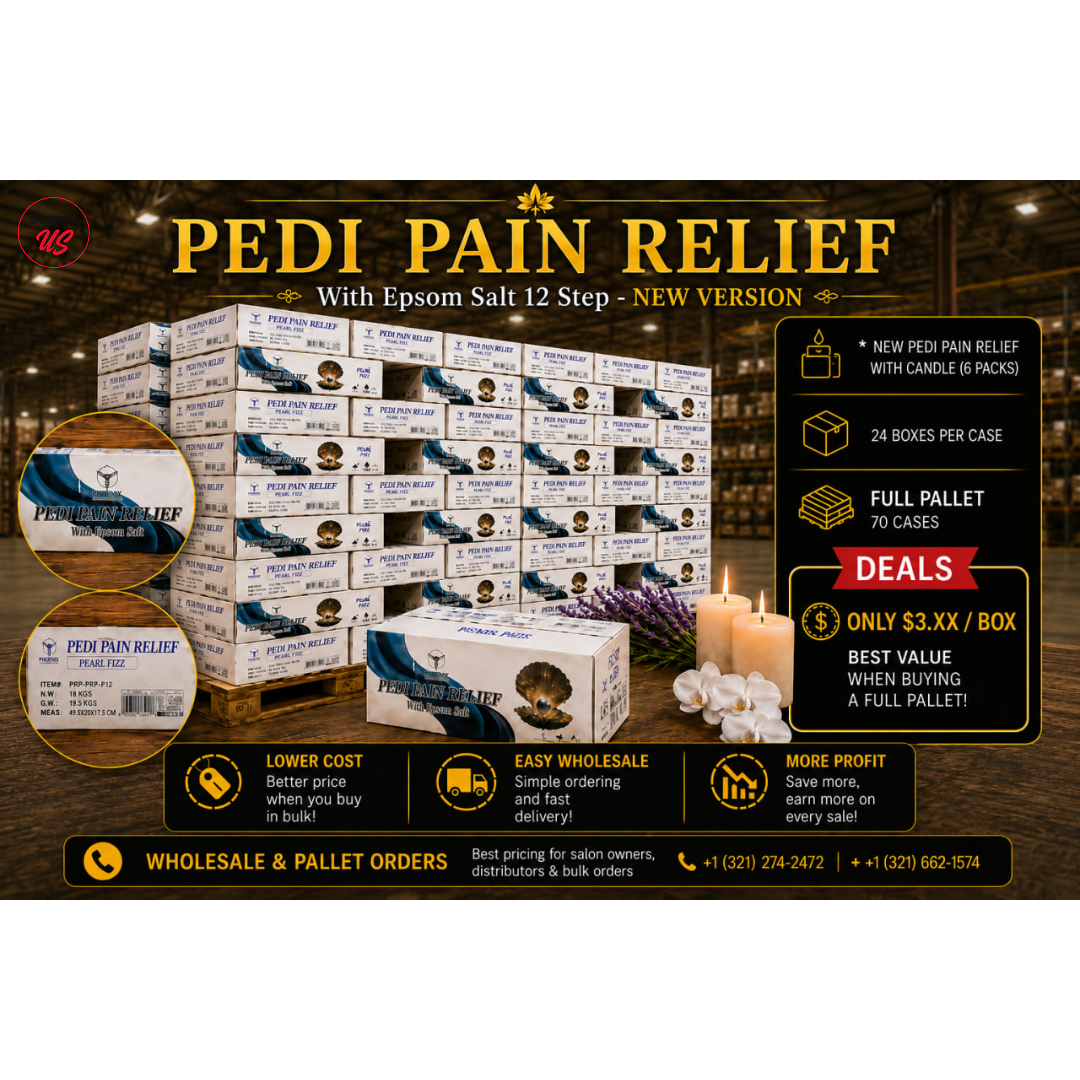 Phoenix Pedi Pain Relief With Epsom Salt 12 Step - 24pcs/Case - NEW VERSION - Free Massage Candle + Pedi Kit &amp; Liner
