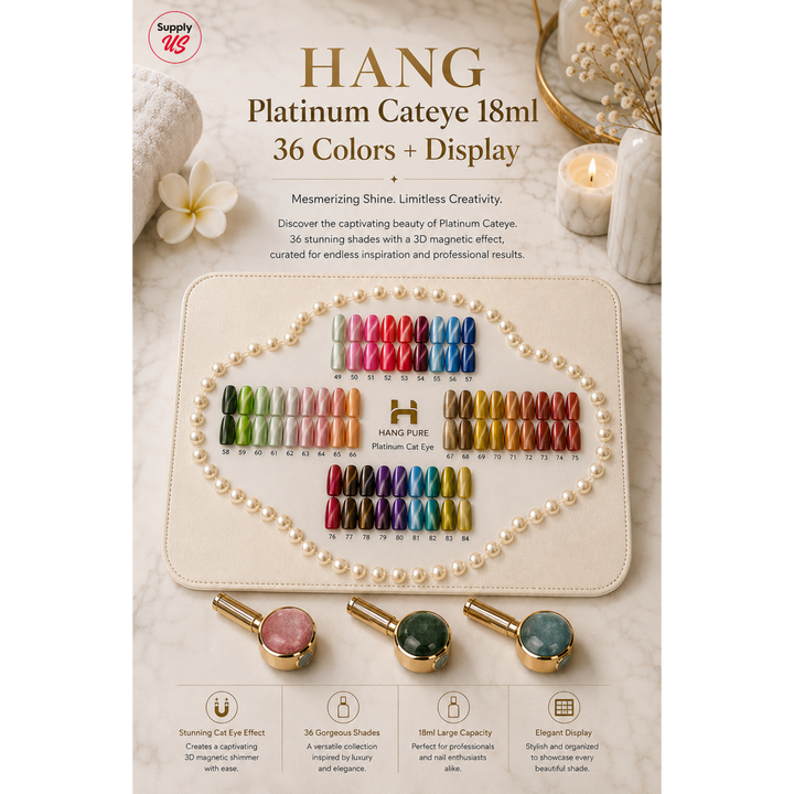 HANG Platinum Cateye 18ml 36 Colors + Free Vali + Display