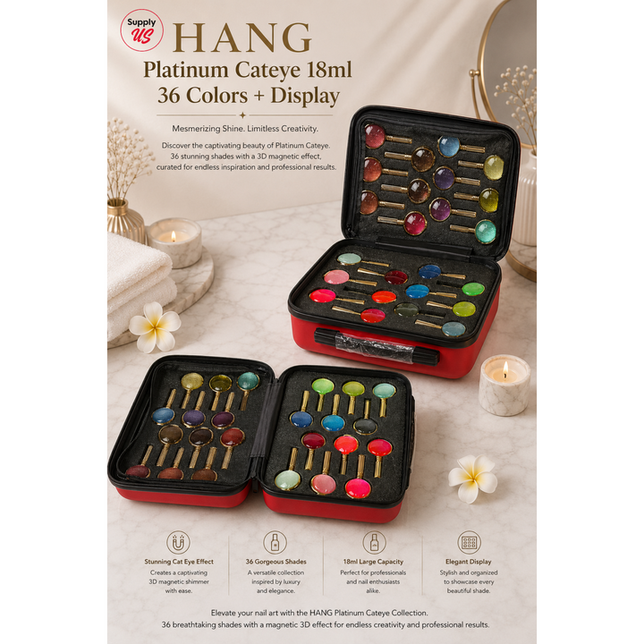 HANG Platinum Cateye 18ml 36 Colors + Free Vali + Display