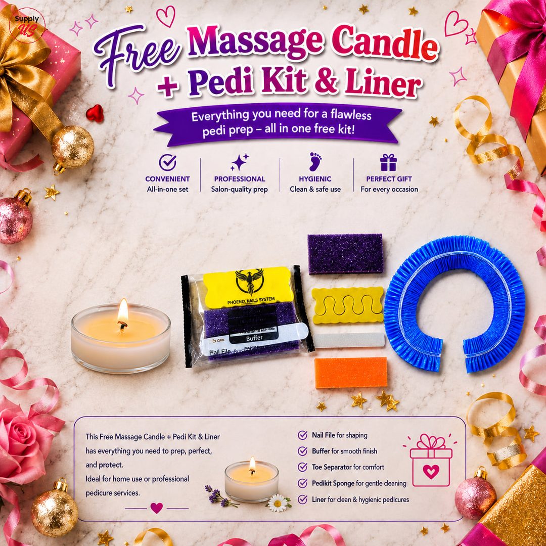 Phoenix Pedi Pain Relief With Epsom Salt 12 Step - 5pcs (Random Mix Scents) - NEW VERSION - Free Massage Candle + Pedi Kit & Liner