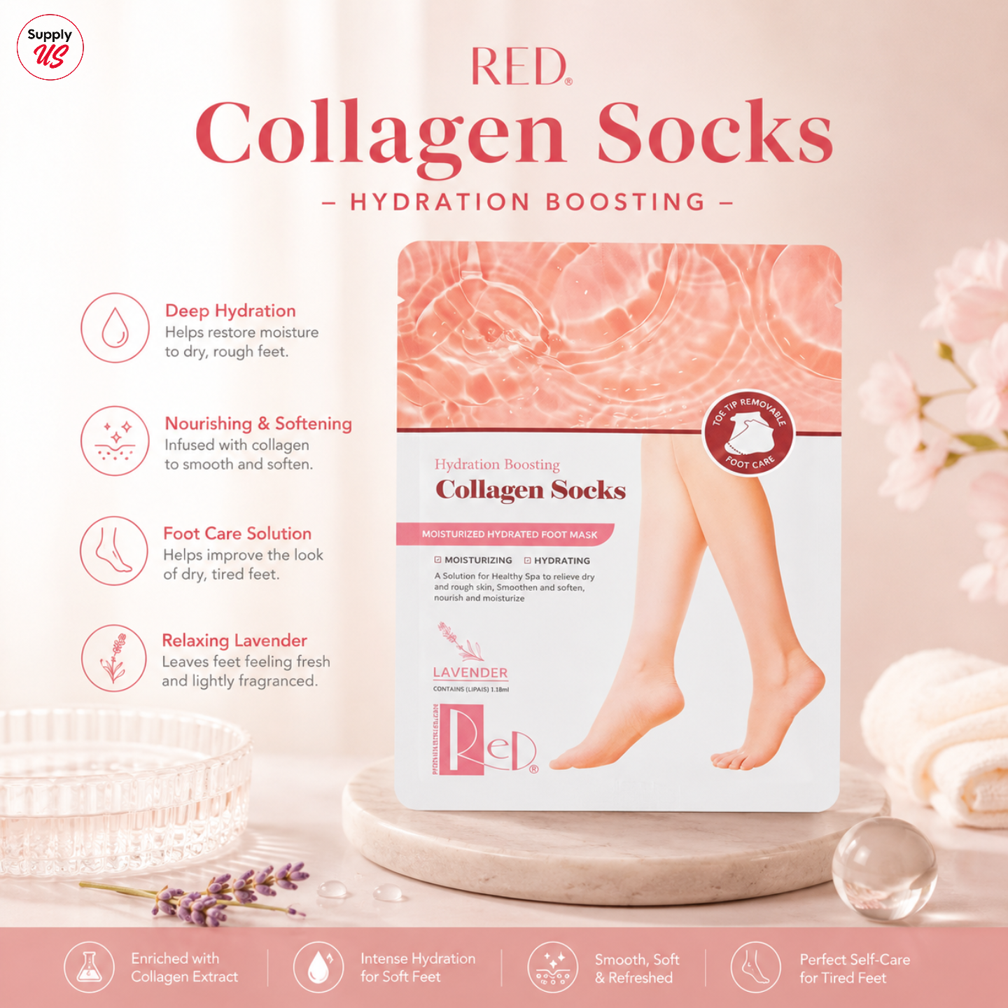RED Collagen - Hydration Boosting Combo Bundle ( 1 Box Socks + 1 Box Gloves)