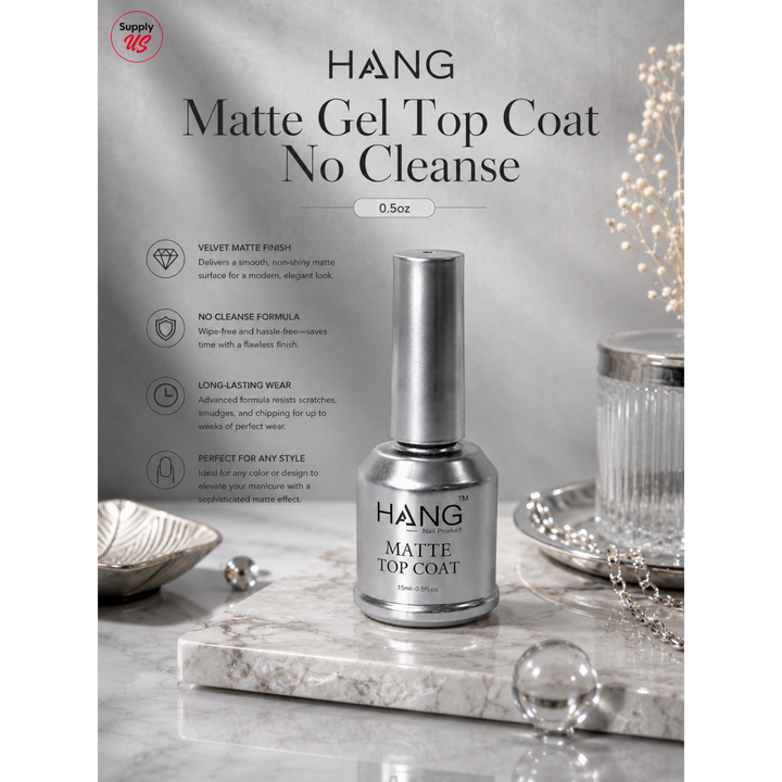 HANG Matte Gel Top Coat No Cleanse 0.5oz - BUY 5 FREE 1