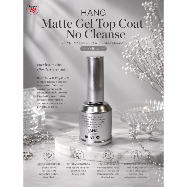 HANG Matte Gel Top Coat No Cleanse 0.5oz - Buy 5 Free 1 Main Image