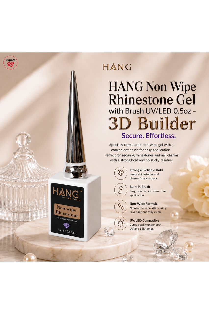 HANG Non Wipe Rhinestone Gel with Brush UV/LED 0.5oz – Standard