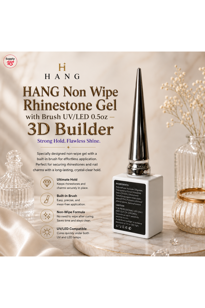 HANG Non Wipe Rhinestone Gel with Brush UV/LED 0.5oz – Standard