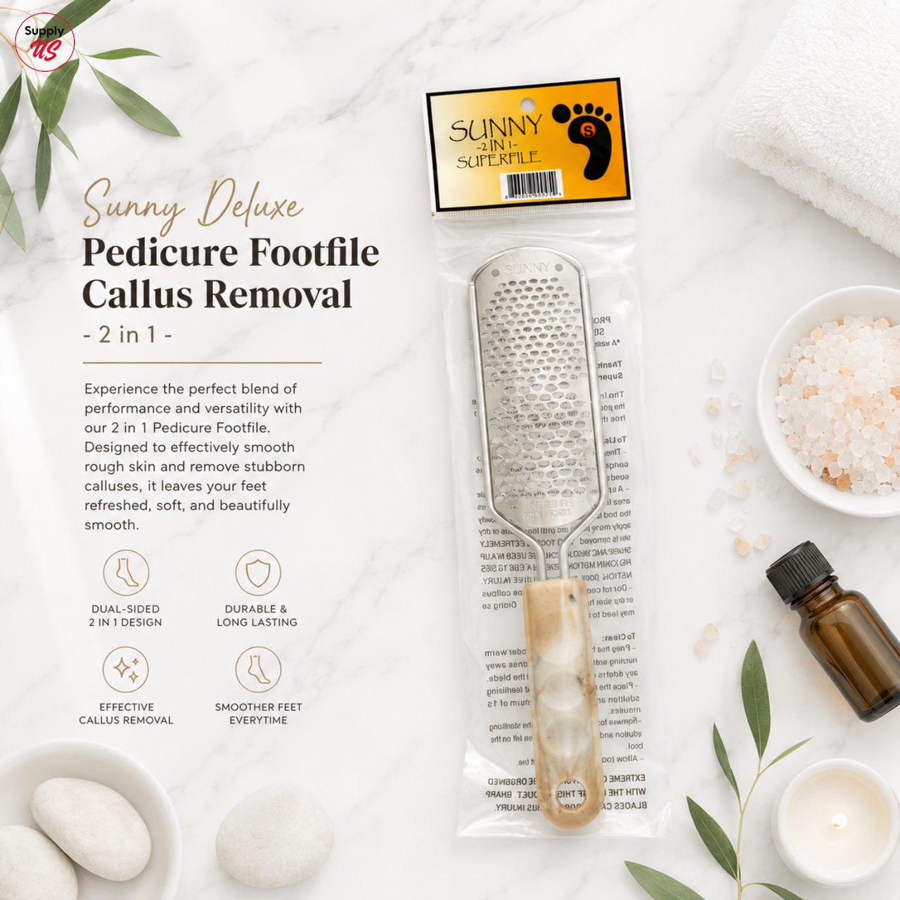 Sunny Deluxe Pedicure Footfile Callus Removal - 2 in 1