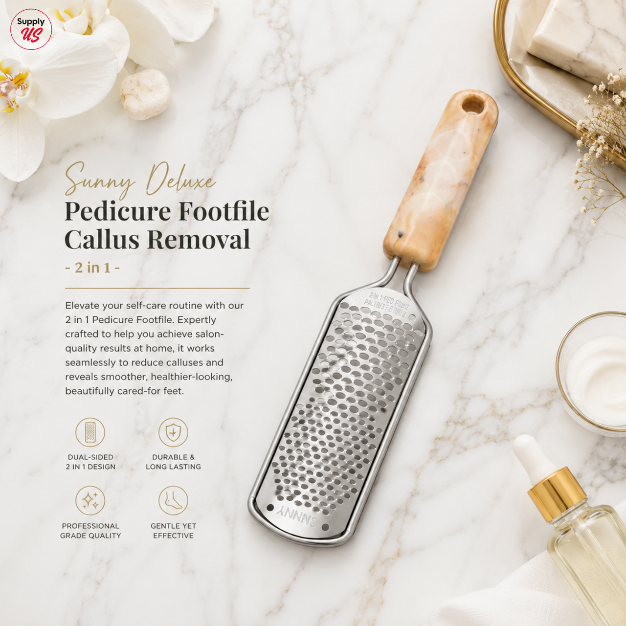 Sunny Deluxe Pedicure Footfile Callus Removal - 2 in 1