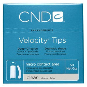 CND VELOCITY TIPS CLEAR MICRO CONTACT 50-PK