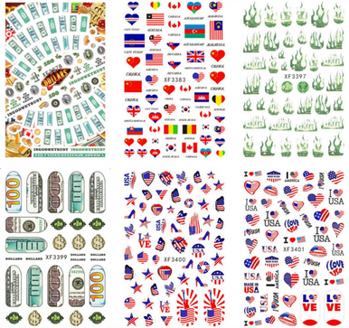 USA  NAIL STICKER 6PCS/BAG XF3400