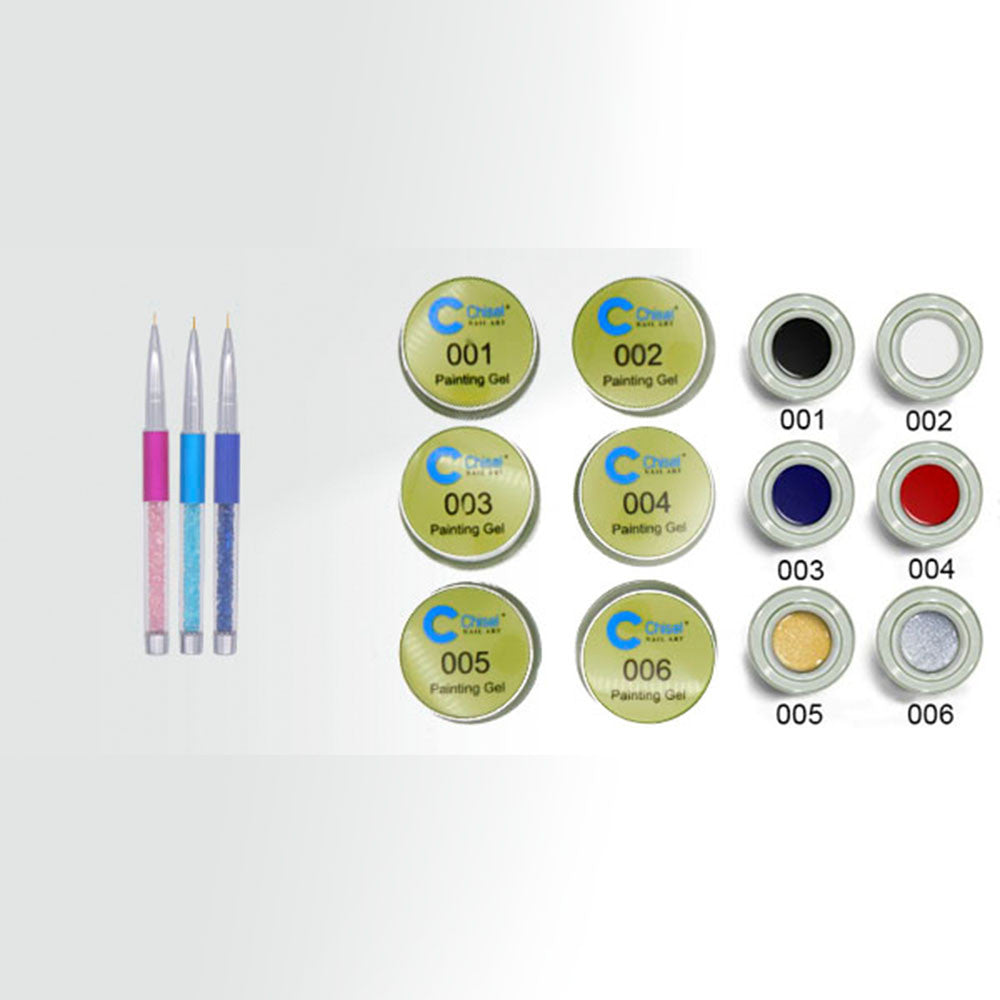 Chisel Painting Gel Kit - 6 Color x 10 ml/color + 3 Design 3D Brushes