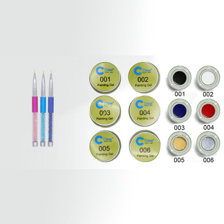 Chisel Painting Gel Kit - 6 Color x 10 ml/color + 3 Design 3D Brushes