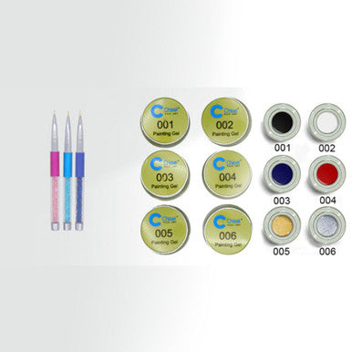 Chisel Painting Gel Kit - 6 Color x 10 ml/color + 3 Design 3D Brushes