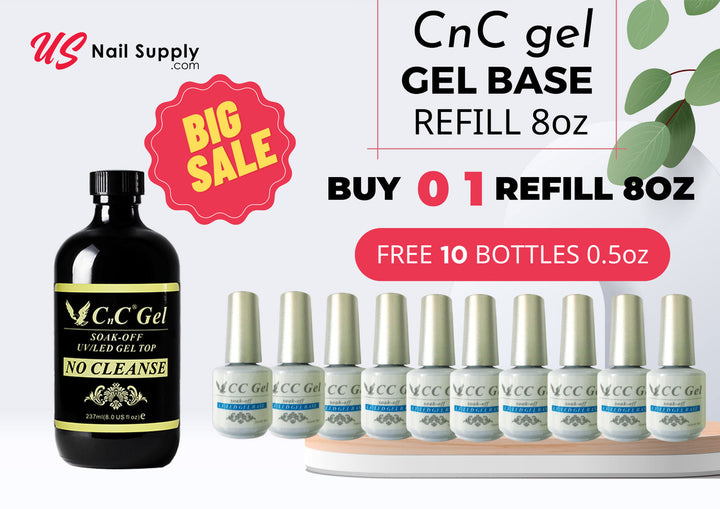 CNC SOAK-OFF GEL BASE 8OZ + FREE 10 GEL BASE 0.5OZ