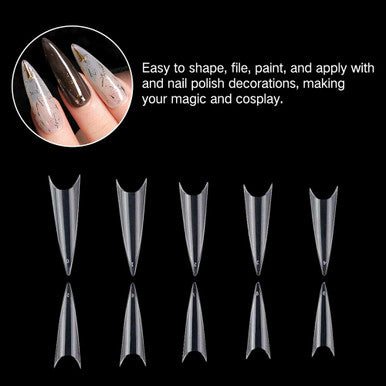 Stiletto Nail Tips Clear 10 Sizes ( Bag of 500pcs )