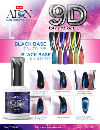 Aeon Gel 9D Cateye ( Set of 6 ) + Free 1 Aeon Pitch Black Gel 0.5 Oz