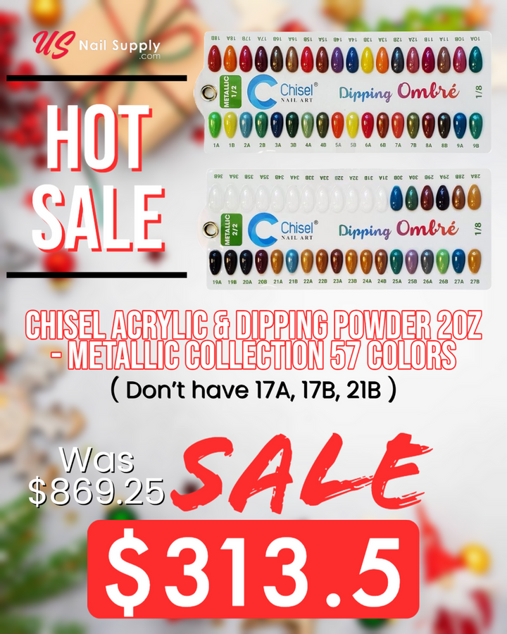 Chisel Acrylic &amp; Dipping Powder 2oz - Metallic Collection 57 Colors