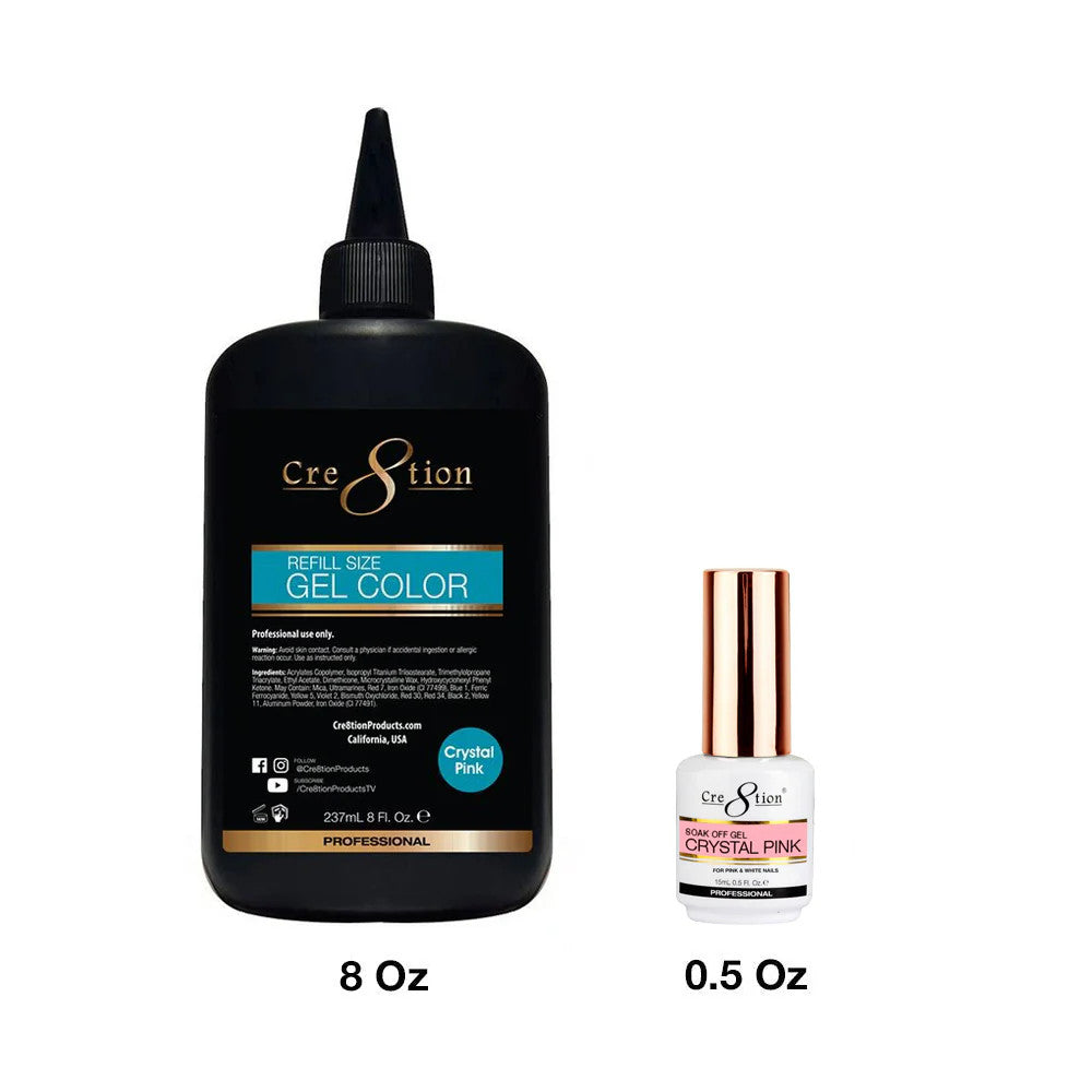 Cre8tion - Soak Off Gel System 8oz - Clear Pink - Buy 1 get 6 size 0.5oz free
