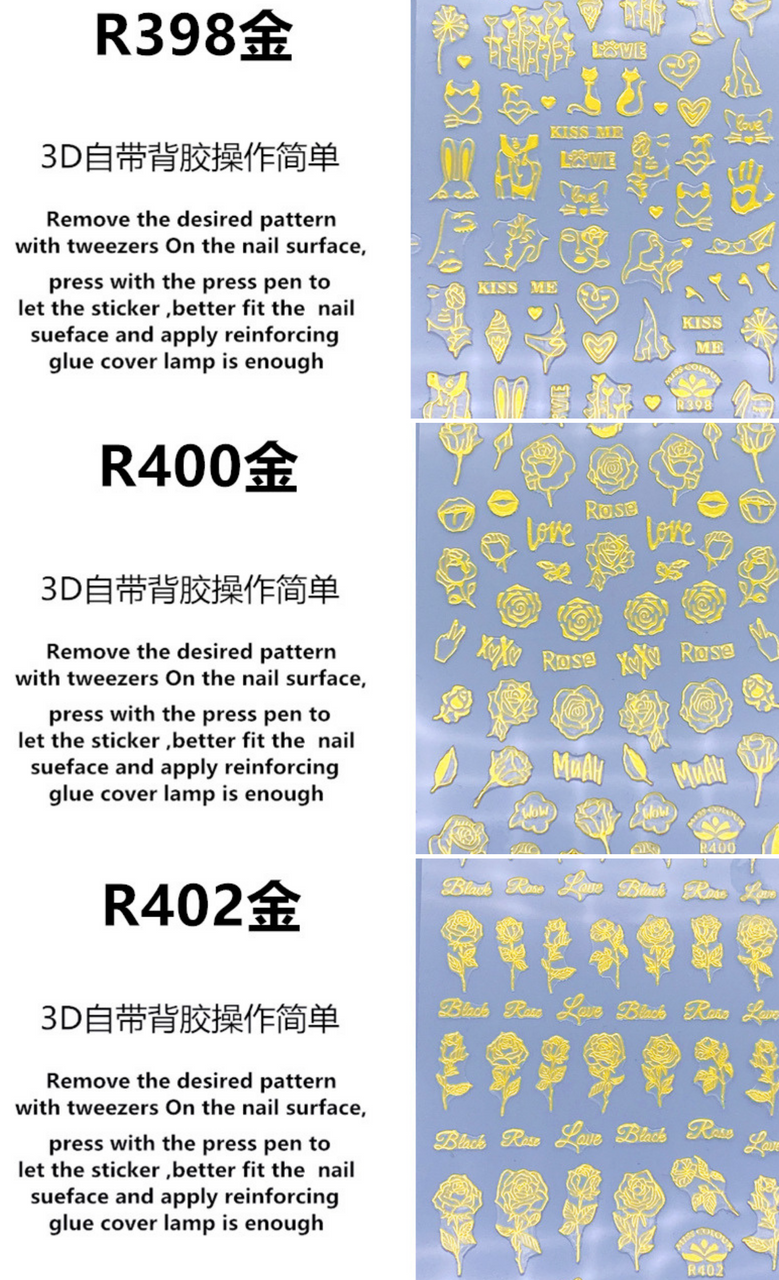 Nail Sticker Love - Gold Color