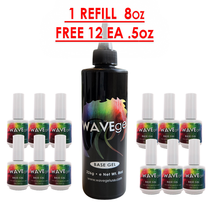 Wave Gel Base Coat Refill 8oz + Free 12 Gel Base Coat 0.5oz
