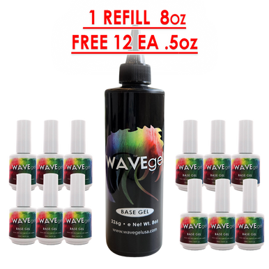 Wave Gel Base Coat Refill 8oz + Free 12 Gel Base Coat 0.5oz