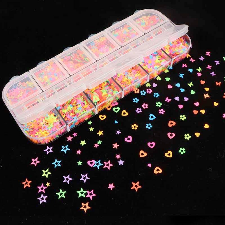 Nail Sequin - Neon Mix (12/set) 
